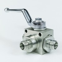 Кран шаровый трехходовой VH3V-14-1.5 HFD резьба М14х1.5 08LR до 315 бар тип L