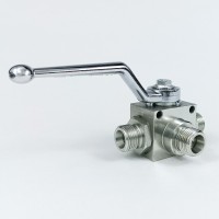 Кран шаровый трехходовой VH3V-18-1.5 HFD резьба М18х1.5 10SR до 315 бар тип L / усиленный