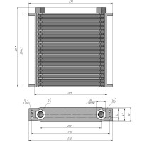 Радиатор масляный TH210-19-122 249х254х50 мм, G1/2 BSP ☰ 19 секций EURO Style