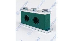 Зажим G12 сдвоенный ⌀ 22 мм / пластиковая колодка / усиленная приварная пластина с тремя болтами