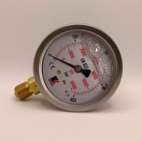Манометр виброустойчивый WKP1007 (M635RL) на 400 бар, ⌀ 63 мм, G 1/4" радиальный, глицериновый