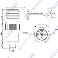 Реле давления 4920G20 Euroswitch 1/8 BSP с регулировкой сработывания от 0.3 до 1.5 бар, реле SPDT