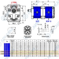 Гидронасос 9M202AGA8280 Vivoil 2-х секционный тандемный [54,6] + [47,2] см3, 1:8 Ø22, 50.8 еврофланец, правое вращение