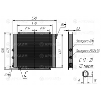 Радиатор гидравлический МО4, 180 л/мин, 570*450*63мм, G1 1/4BSP
