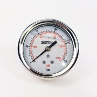 Манометр виброустойчивый YN63Z 0/100 на 100 бар, ⌀ 63 мм, G 1/4" осевой, глицериновый