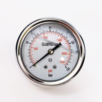 Манометр виброустойчивый YN63Z 0/160 на 160 бар, ⌀ 63 мм, G 1/4" осевой, глицериновый
