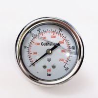 Манометр виброустойчивый YN63Z 0/250 на 250 бар, ⌀ 63 мм, G 1/4" осевой, глицериновый