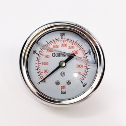 Манометр виброустойчивый YN63Z 0/400 на 400 бар, ⌀ 63 мм, G 1/4" осевой, глицериновый