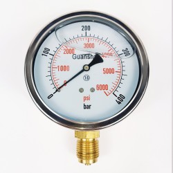 Манометр виброустойчивый YN100Z 0/400 на 400 бар, ⌀ 100 мм, G 1/2" радиальный, глицериновый