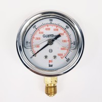 Манометр виброустойчивый YN63Z 0/600  на 600 бар, ⌀ 63 мм, G 1/4" радиальный, глицериновый