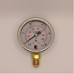 Манометр виброустойчивый WKP1007 (M635RL) на 25 бар, ⌀ 63 мм, G 1/4" радиальный, глицериновый