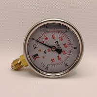 Манометр виброустойчивый WKP1007 (M635RL) на 25 бар, ⌀ 63 мм, G 1/4" радиальный, глицериновый