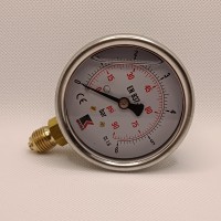 Манометр виброустойчивый WKP1007 (M635RL) на 6 бар, ⌀ 63 мм, G 1/4" радиальный, глицериновый