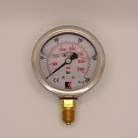 Манометр виброустойчивый WKP1007 (M635RL) на 250 бар, ⌀ 63 мм, G 1/4" радиальный, глицериновый