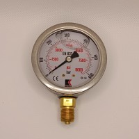 Манометр виброустойчивый WKP1007 (M635RL) на 600 бар, ⌀ 63 мм, G 1/4" радиальный, глицериновый