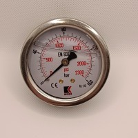 Манометр виброустойчивый WKP1007 (M638PBL) на 160 бар, ⌀ 63 мм, G 1/4" осевой, глицериновый
