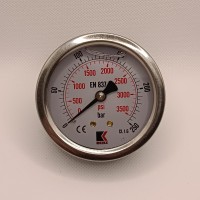 Манометр виброустойчивый WKP1007 (M638PBL) на 250 бар, ⌀ 63 мм, G 1/4" осевой, глицериновый