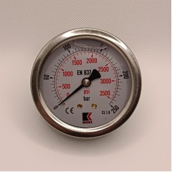 Манометр виброустойчивый WKP1007 (M638PBL) на 250 бар, ⌀ 63 мм, G 1/4" осевой, глицериновый
