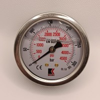 Манометр виброустойчивый WKP1007 (M638PBL) на 315 бар, ⌀ 63 мм, G 1/4" осевой, глицериновый