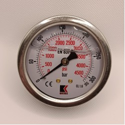 Манометр виброустойчивый WKP1007 (M638PBL) на 315 бар, ⌀ 63 мм, G 1/4" осевой, глицериновый
