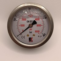 Манометр виброустойчивый WKP1007 (M638PBL) на 400 бар, ⌀ 63 мм, G 1/4" осевой, глицериновый