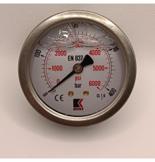 Манометр виброустойчивый WKP1007 (M638PBL) на 400 бар, ⌀ 63 мм, G 1/4" осевой, глицериновый