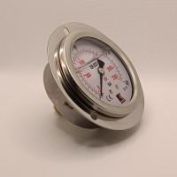 Манометр виброустойчивый WKP1007 (M637PFL0) на 160 бар, ⌀ 63 мм, G 1/4" фланцевый, глицериновый