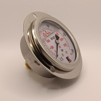 Манометр виброустойчивый WKP1007 (M637PFL0) на 250 бар, ⌀ 63 мм, G 1/4" фланцевый, глицериновый