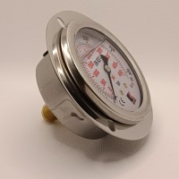 Манометр виброустойчивый WKP1007 (M637PFL0) на 315 бар, ⌀ 63 мм, G 1/4" фланцевый, глицериновый