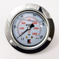 Манометр виброустойчивый WKP1007 (M637PFL0) на 1000 бар, ⌀ 63 мм, G 1/4" фланцевый, глицериновый Манометр виброустойчивый WKP1007 (M637PFL0) на 1000 бар, ⌀ 63 мм, G 1/4" фланцевый, глицериновый