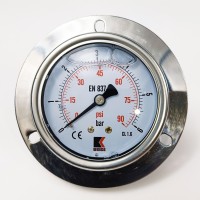 Манометр виброустойчивый WKP1007 (M637PFL0) на 6 бар, ⌀ 63 мм, G 1/4" фланцевый, глицериновый