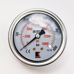 Манометр виброустойчивый WKP1007 (M638PBL) на 10006 бар, ⌀ 63 мм, G 1/4" осевой, глицериновый