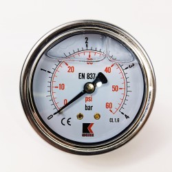 Манометр виброустойчивый WKP1007 (M638PBL) на 4 бар, ⌀ 63 мм, G 1/4" осевой, глицериновый