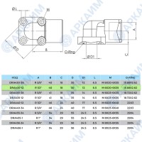 Угловой фланец ADP-DRA-4-30-1/2 M6*20-М6*35 Hydro Pack (Турция)