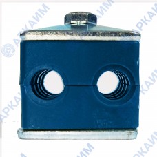 Зажим для трубок и шлангов сдвоенный ⌀ 10 мм / пластиковая колодка / приварная пластина