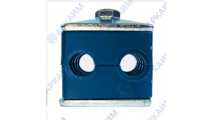 Зажим для трубок и шлангов сдвоенный ⌀ 8 мм / пластиковая колодка / приварная пластина