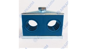 Зажим для трубок и шлангов сдвоенный ⌀ 19 мм / пластиковая колодка / приварная пластина