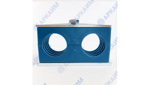 Зажим для трубок и шлангов сдвоенный ⌀ 42 мм / пластиковая колодка / приварная пластина