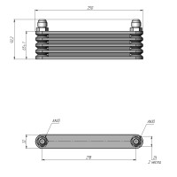 Радиатор масляный AL608(5C) 250х65х32 мм,  JIC AN10 ☰ 5 секций TRUST Style