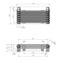 Радиатор масляный AL608(7F) 250х93х32 мм,  JIC AN10 ☰ 7 секций TRUST Style