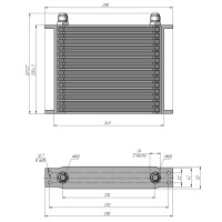 Радиатор масляный TH210-15-122 249х200х50 мм,  JIC AN10 ☰ 15 секций EURO Style