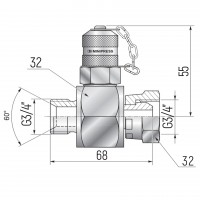  Точка контроля давления BSP 3/4" гайка/штуцер - M16x2 (тройник)