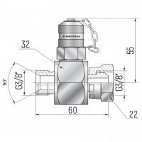  Точка контроля давления BSP 3/8" гайка/штуцер - M16x2 (тройник)