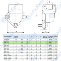 Угловой фланец OMT RPA1-038-M, 30*30, 3/8BSP, M6*20, OMT (Италия)
