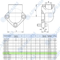 Угловой фланец RPA3-100В-M, 56*56, 1BSP, М10*30, OMT (Италия)