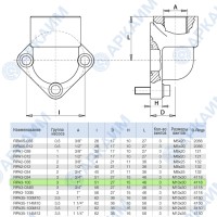 Угловой фланец RPA3-100-M, 51*51, 1BSP, М10*30, OMT (Италия)