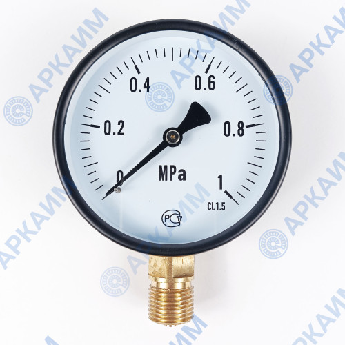 Манометр PG-EC-02, от 0 до 1 МПа, ⌀ 100мм, BSP1/2", общетехнический, радиальный