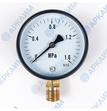 Манометр PG-EC-02, от 0 до 1,6 МПа, ⌀ 100мм, BSP1/2", общетехнический, радиальный