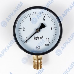 Манометр PG-EC-02, от 0 до 10 кгс/см², ⌀ 100мм, М20*1,5, общетехнический, радиальный