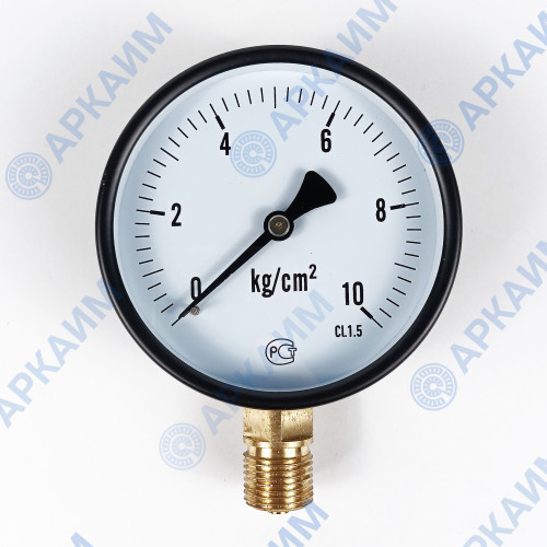 Манометр PG-EC-02, от 0 до 10 кгс/см², ⌀ 100мм, М20*1,5, общетехнический, радиальный